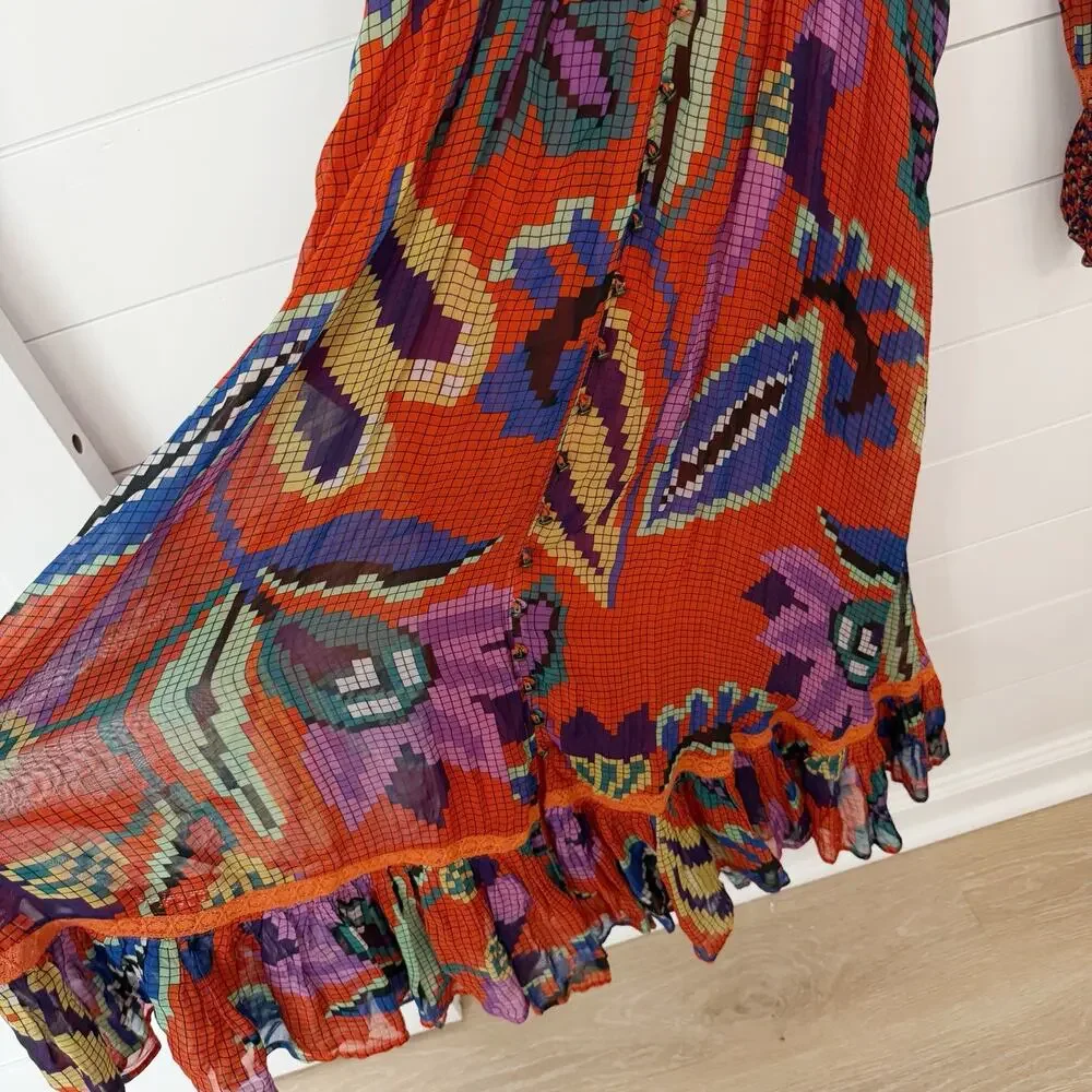 Women’s Anthropologie Tropical Maxi Dress Colorful Size Small S - Picture 5 of 9